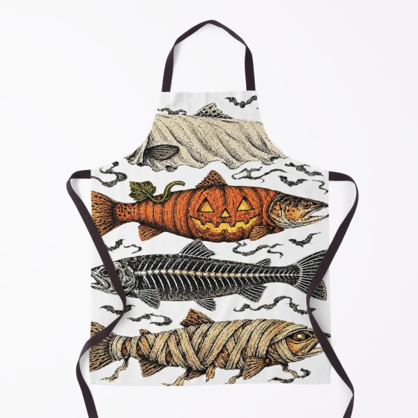 Item preview, Halloween Fish Skeletons with Pumpkin and Mummy Wraps designed and sold by otaku.edwardj.