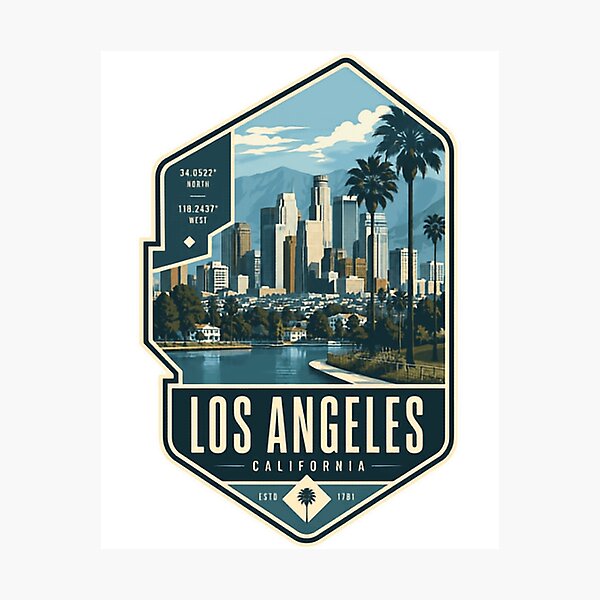 Item preview, Los Angeles California Estd 1781 City Travel Tourist Resident Hometown Souvenir Pride Coordinates designed and sold by Star3NowForMe.