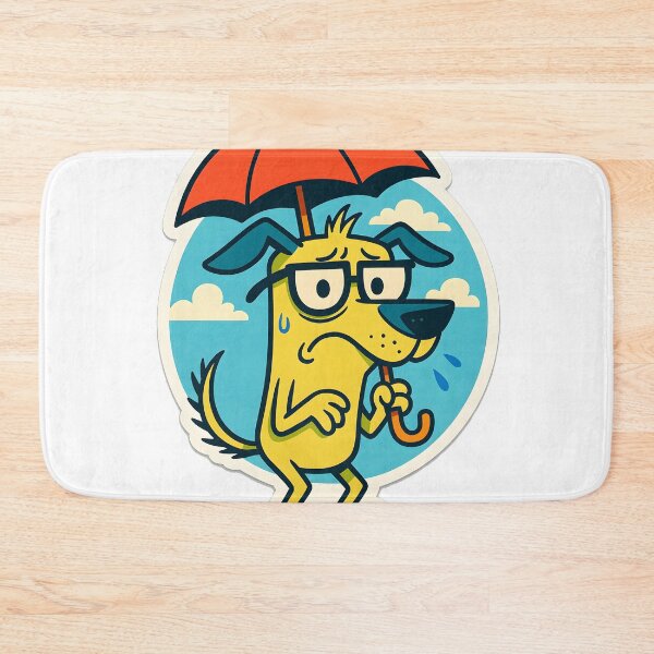 Item preview, Anxious Dog Holding Umbrella in Sunshine – Funny Worried Pet Design designed and sold by michallechowicz.