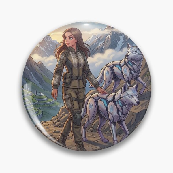 Item preview, Futuristic Carpathian Mountain Guardian with Cyber Wolves designed and sold by ElenMart.
