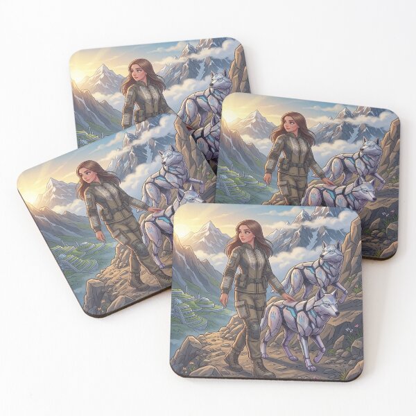 Item preview, Futuristic Carpathian Mountain Guardian with Cyber Wolves designed and sold by ElenMart.