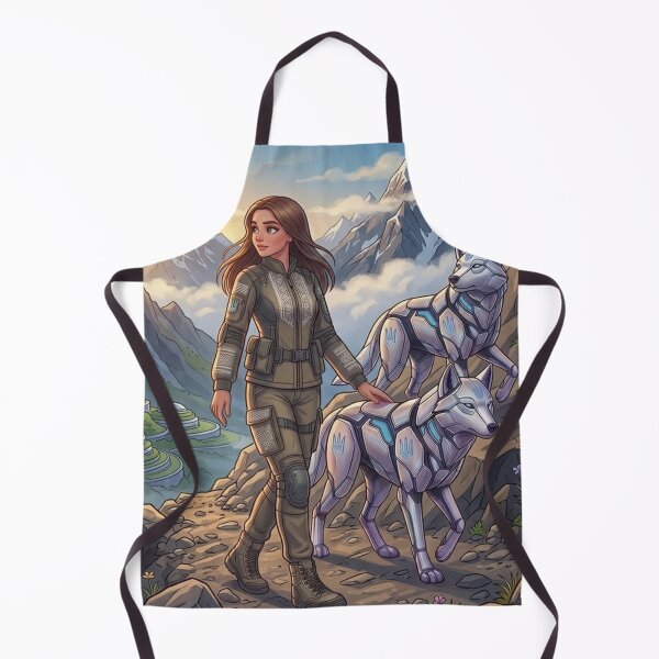 Item preview, Futuristic Carpathian Mountain Guardian with Cyber Wolves designed and sold by ElenMart.