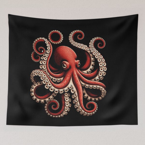 Item preview, Red Octopus Art – Bold Nautical Sea Creature Illustration for Ocean Lovers designed and sold by ZyxDes.