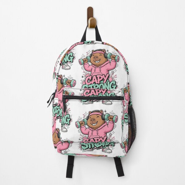 Item preview, Cute Capybara Lifting Dumbbells Fitness Pink and Mint designed and sold by CurrentPhase.