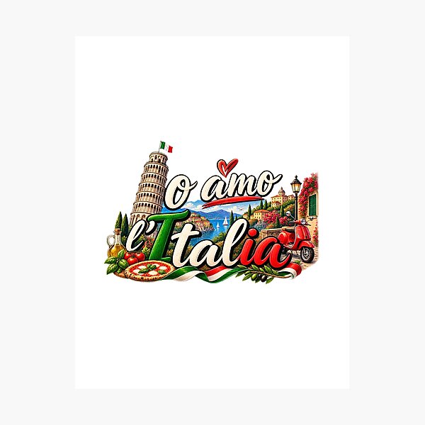 Item preview, Io Amo L’Italia – I Love Italy Design with Vespa, Pizza & Pisa designed and sold by SVALANART.