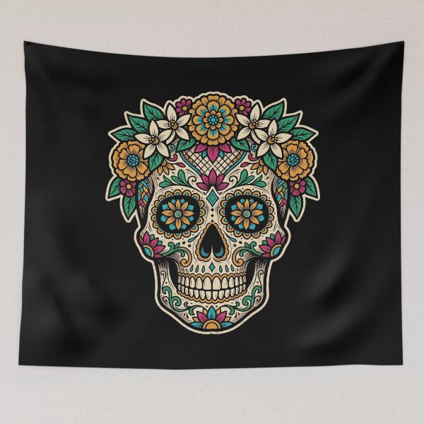 Item preview, Mexican Sugar Skull - Calavera Dia de los Muertos Floral Graphic Art designed and sold by FreiherrPK.
