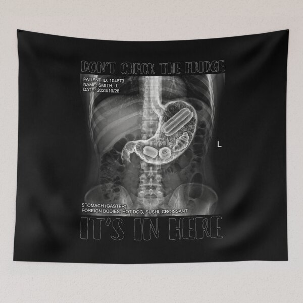 Item preview, Don't Check The Fridge It's In Here - Funny X-Ray Stomach Midnight Snack Graphic Art designed and sold by FreiherrPK.