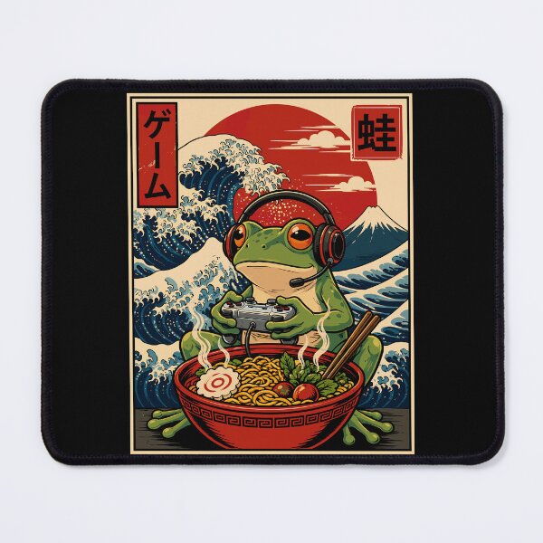 Item preview, Funny Gaming Frog Design With Ramen Japanese Wave Retro designed and sold by gordonbwyashop.