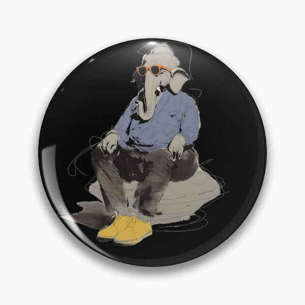 Item preview, Cool Elephant Riding UFO Blue Shirt Yellow Shoes Line Art Pop Art designed and sold by PANNARUK THAILAND.
