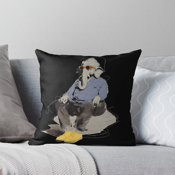 Item preview, Cool Elephant Riding UFO Blue Shirt Yellow Shoes Line Art Pop Art designed and sold by PANNARUK THAILAND.