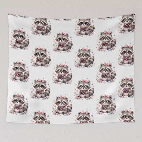 Item preview, Cute Raccoon with Berries and Bow designed and sold by HappyOops.