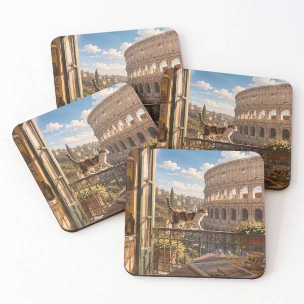 Item preview, Cat in Rome with a View of the Colosseum designed and sold by VECINDARIO MULTIVERSO.