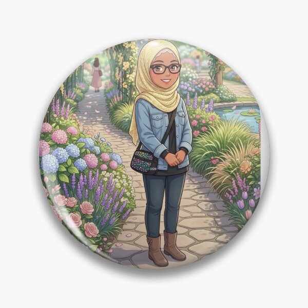 Item preview, a stylish hijab outfit standing next to a garden pond surrounded by lavender, roses, and hydrangeas" designed and sold by TheModernMuslimchibi&more .