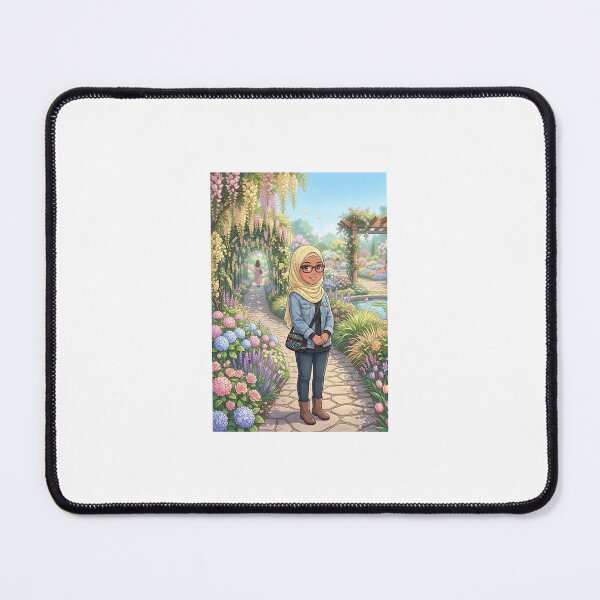 Item preview, a stylish hijab outfit standing next to a garden pond surrounded by lavender, roses, and hydrangeas" designed and sold by TheModernMuslimchibi&more .