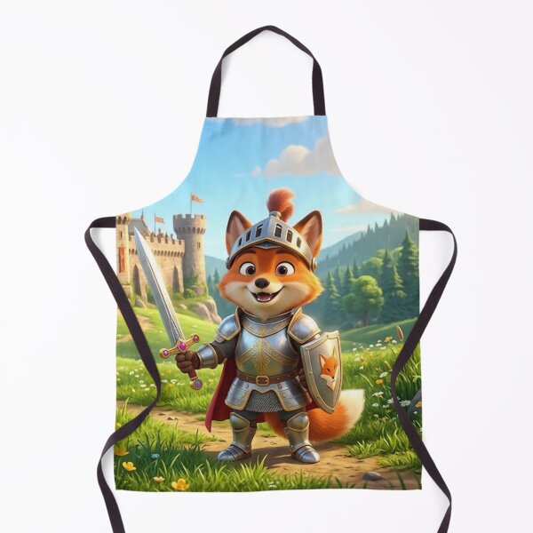 Item preview, Brave Fox Knight at the Castle Gates — Landscape Fantasy Illustration designed and sold by NikmaArt.