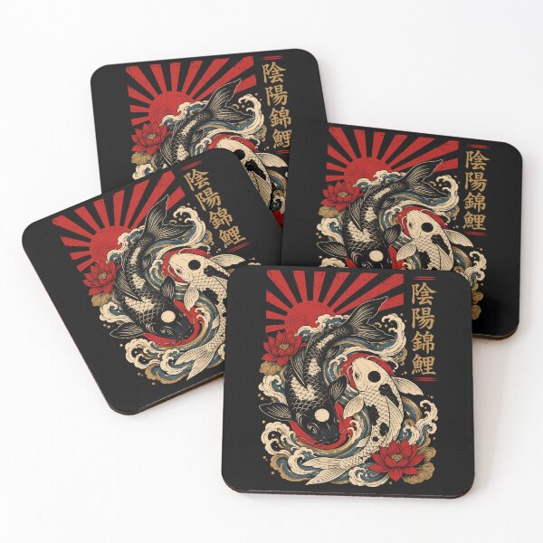 Item preview, Japanese Koi Fish Yin Yang Style Lotus Flower Japanese Art designed and sold by gordonbwyashop.