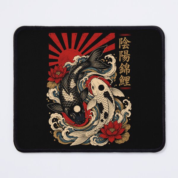 Item preview, Japanese Koi Fish Yin Yang Style Lotus Flower Japanese Art designed and sold by gordonbwyashop.