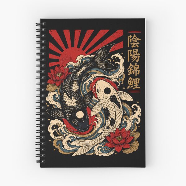 Item preview, Japanese Koi Fish Yin Yang Style Lotus Flower Japanese Art designed and sold by gordonbwyashop.