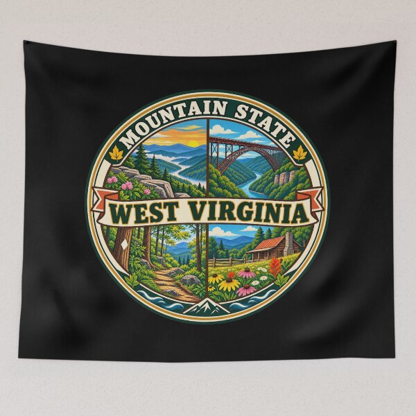 Item preview, West Virginia Mountain State Appalachian Scenic Badge designed and sold by DreamLayerStudio.