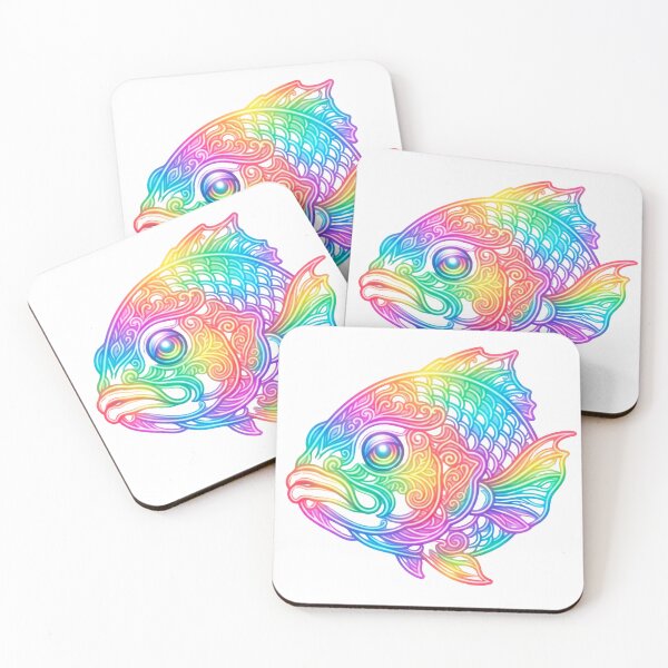 Item preview, Vibrant Rainbow Fish Mandala Neon Aquatic Art designed and sold by JavNay.