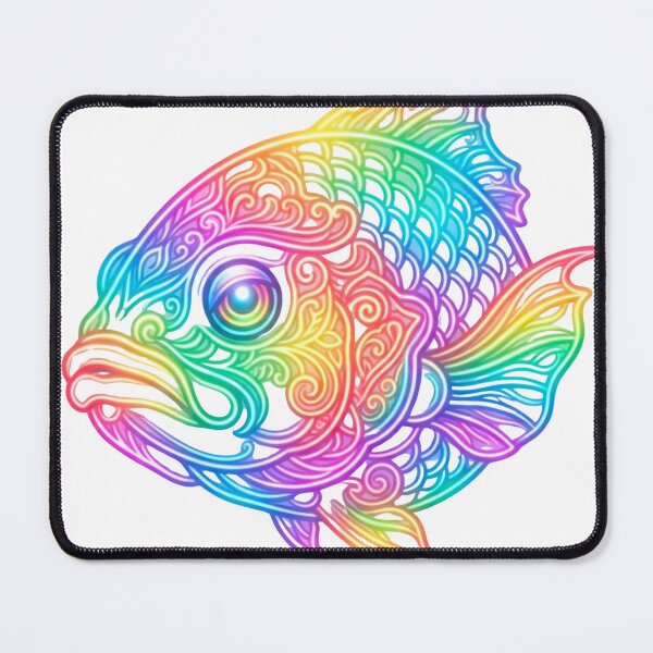 Item preview, Vibrant Rainbow Fish Mandala Neon Aquatic Art designed and sold by JavNay.
