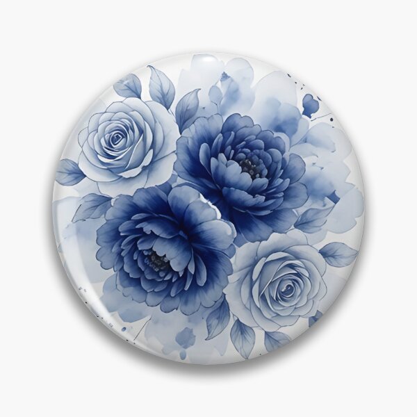 Item preview, Blue Rose Peony Ornamental Tile Pattern designed and sold by HappyOops.