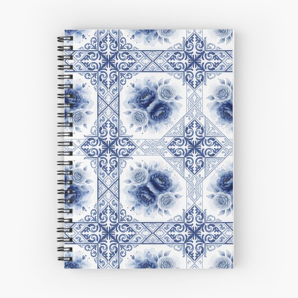 Item preview, Blue Rose Peony Ornamental Tile Pattern designed and sold by HappyOops.