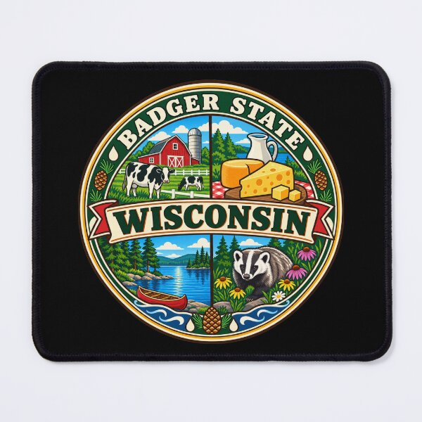Item preview, Wisconsin Badger State Dairy and Northwoods Retro Badge designed and sold by DreamLayerStudio.