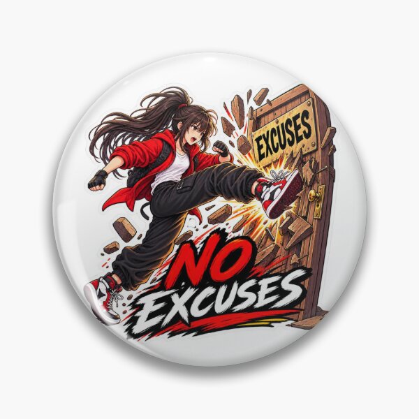 Item preview, Anime Girl No Excuses Motivational Kick – Defeat Your Excuses designed and sold by carestazafeli.