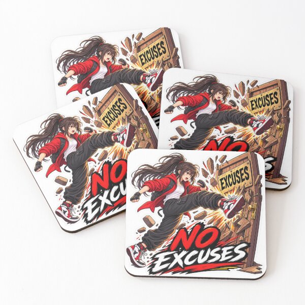 Item preview, Anime Girl No Excuses Motivational Kick – Defeat Your Excuses designed and sold by carestazafeli.