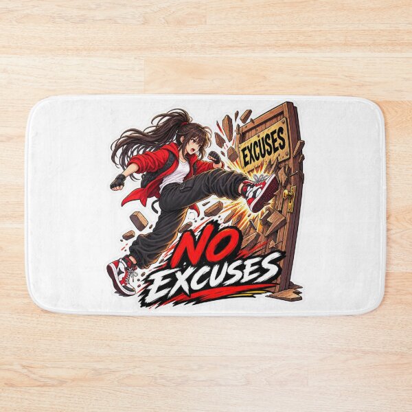 Item preview, Anime Girl No Excuses Motivational Kick – Defeat Your Excuses designed and sold by carestazafeli.