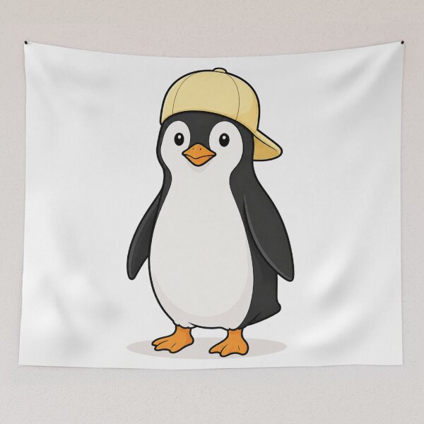 Artikelvorschau, Pepe the Penguin – Cute Penguin with Pastel Yellow Cap entworfen und verkauft von LittleGinnyArt.
