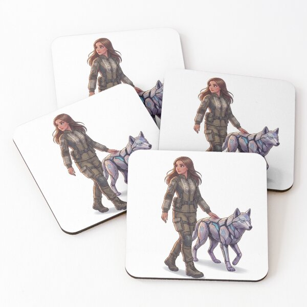 Item preview, Futuristic Ukrainian Maiden and Cyber Wolf Sticker designed and sold by ElenMart.