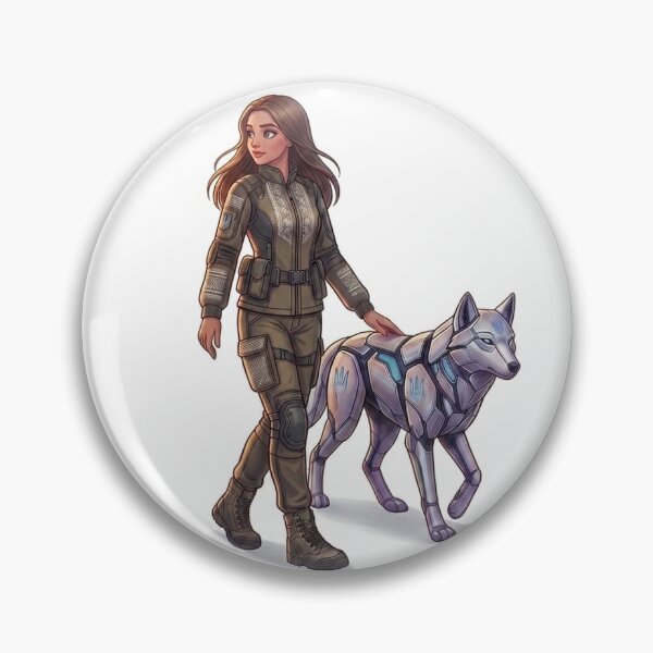 Item preview, Futuristic Ukrainian Maiden and Cyber Wolf Sticker designed and sold by ElenMart.