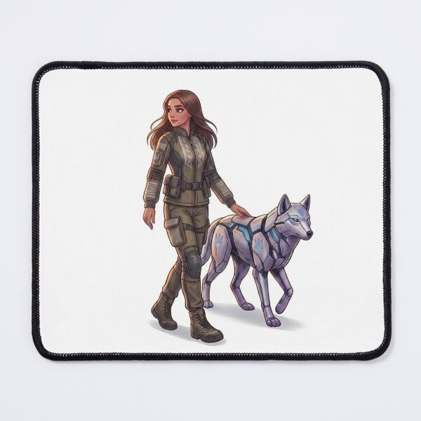 Item preview, Futuristic Ukrainian Maiden and Cyber Wolf Sticker designed and sold by ElenMart.