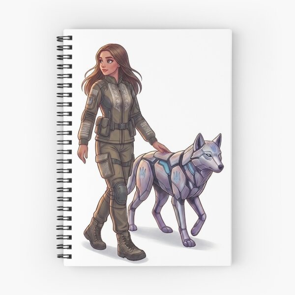 Item preview, Futuristic Ukrainian Maiden and Cyber Wolf Sticker designed and sold by ElenMart.