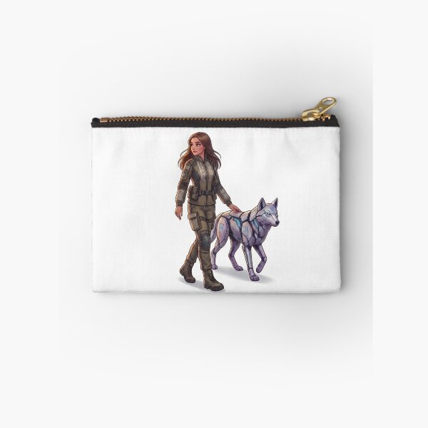 Item preview, Futuristic Ukrainian Maiden and Cyber Wolf Sticker designed and sold by ElenMart.