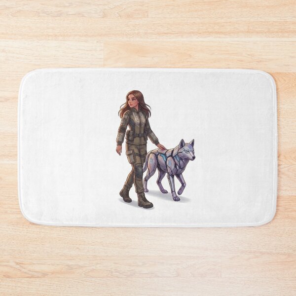 Item preview, Futuristic Ukrainian Maiden and Cyber Wolf Sticker designed and sold by ElenMart.
