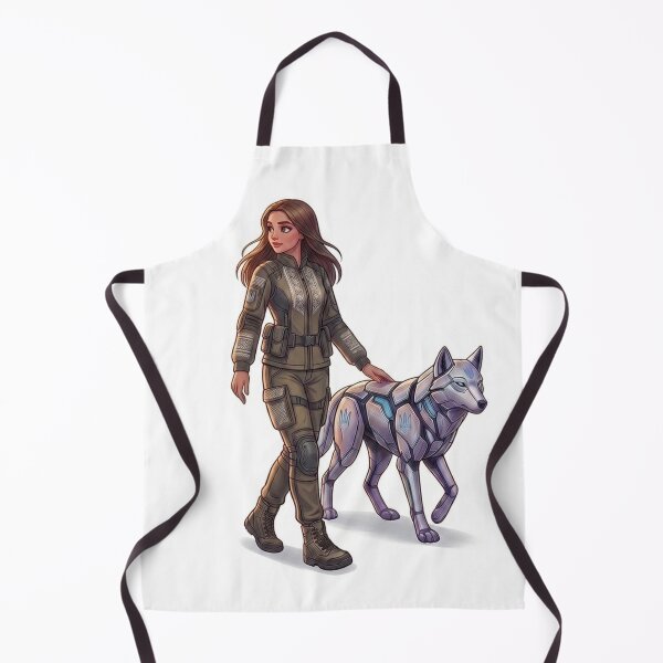 Item preview, Futuristic Ukrainian Maiden and Cyber Wolf Sticker designed and sold by ElenMart.