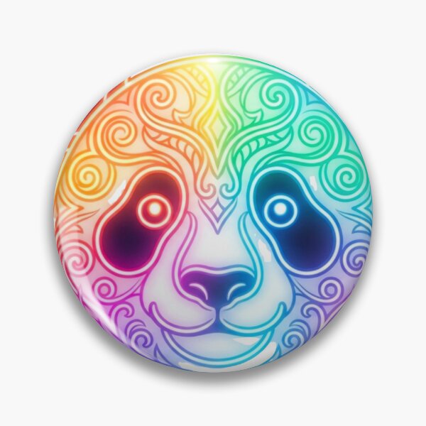 Item preview, Cute Rainbow Panda Face Mandala Neon designed and sold by JavNay.