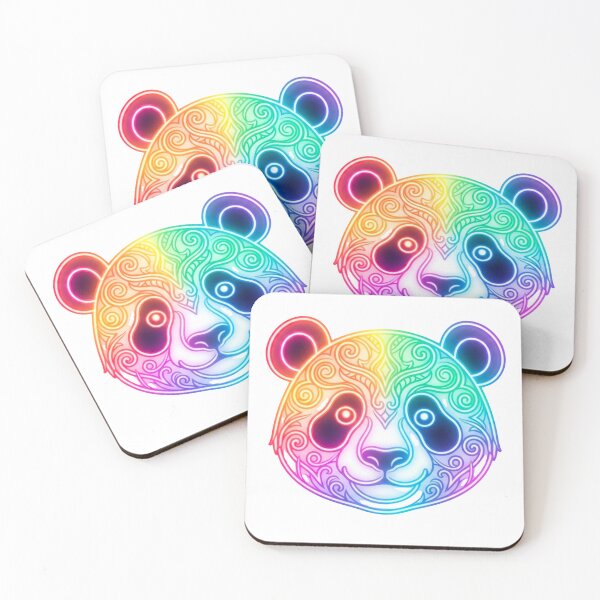 Item preview, Cute Rainbow Panda Face Mandala Neon designed and sold by JavNay.