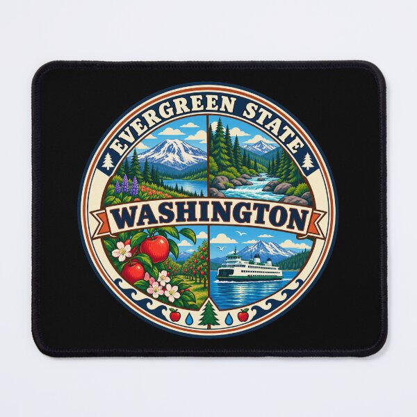 Item preview, Washington State Pacific Northwest Evergreen Scenic Badge designed and sold by DreamLayerStudio.