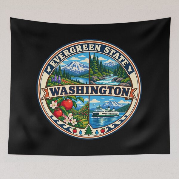 Item preview, Washington State Pacific Northwest Evergreen Scenic Badge designed and sold by DreamLayerStudio.