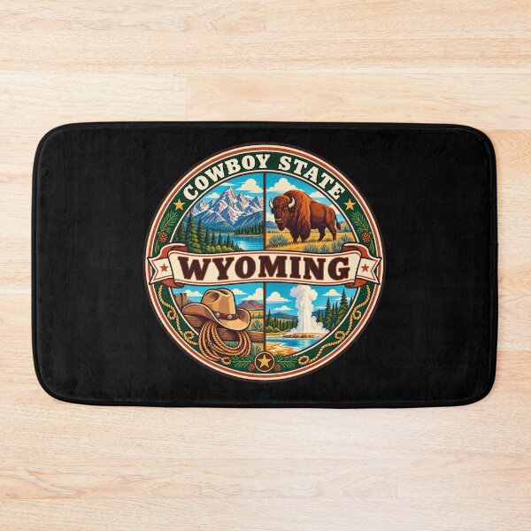 Item preview, Wyoming Western Heritage Bison and Mountain Scenic Badge designed and sold by DreamLayerStudio.