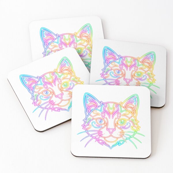 Item preview, Neon Rainbow Cat Face Cute Mandala designed and sold by JavNay.
