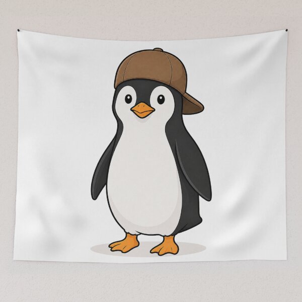 Artikelvorschau, Pepe the Penguin – Cute Penguin with Brown Cap entworfen und verkauft von LittleGinnyArt.