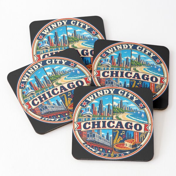 Item preview, Chicago Skyline City Life Music and Deep Dish Retro Badge designed and sold by DreamLayerStudio.