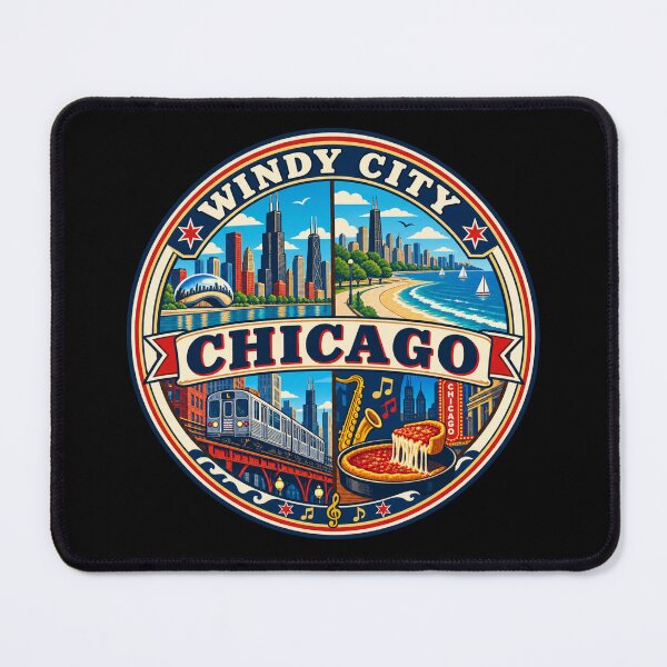 Item preview, Chicago Skyline City Life Music and Deep Dish Retro Badge designed and sold by DreamLayerStudio.