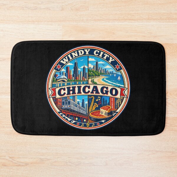 Item preview, Chicago Skyline City Life Music and Deep Dish Retro Badge designed and sold by DreamLayerStudio.