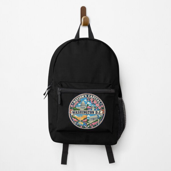 Item preview, Washington DC Capital Landmarks and Cherry Blossoms Badge designed and sold by DreamLayerStudio.